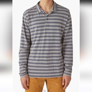 NWOT Men's Lucky Brand Stripe Long Sleeve Cotton Polo, Size XXL